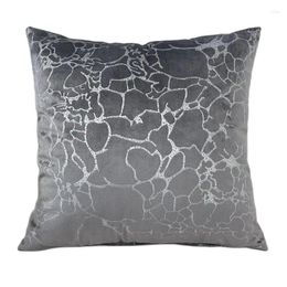 Pillow Silver Foil Printing Sofa Pillowcase Home Decorative Grey Velvet Cover Throw Living Room
