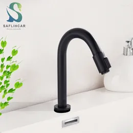 Bathroom Sink Faucets Black Single Cold Kitchen Faucet Gentle Effluent No Splash With Rotate Handle Deck Mounted Basin