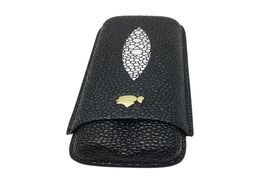 New Black Cigar Case 2 Tubes Portable Travel Cigars Humidor with Gift Box can hold 2 cigarette1500066