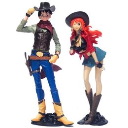 Action Toy Figures 18-20Cm Anime Figure One Piece Monkey.D.Luffy Cowboy Luffy Nami PVC Action Figure Collection Model Doll Kid Toy Gift Statue Y240514