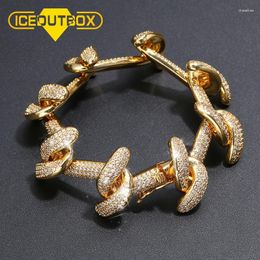 Link Bracelets Men's Hip Hop Bracelet 20mm Gold Plated Brass Chain Silver Color Cubic Zirconia Cuban For Men Women