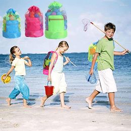 Storage Bags Outdoor Beach Mesh Bag Foldable With Shoulder Pouch Tote Travel Toy Organizer Sundries Net Portable Backpack