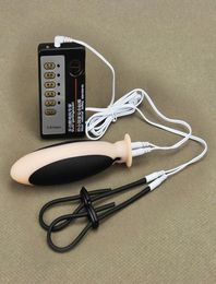 Electric Shock Adult Products With Cock Ring Butt Plug Estim SM Anal Plug Sex Toys Electro Sex Gear Massager1407689