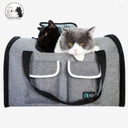 Cat Carriers Multifunction Backpack Large Capacity Foldable Breathable Cage Dog Oxford Cloth Bag Grid Portable Outdoor Travel Carrier