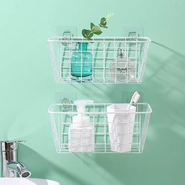 Kitchen Storage Wire Baskets Organiser No Drilling Wall Hanging Mounted Metal With Handle Wrought Iron Home Accessories Tools
