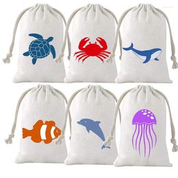 Gift Wrap 5pcs Ocean Animals Bags Under The Sea Themed Kid Boy Girl 1st 2nd 3rd Birthday Party Baby Shower Decoration Thank You Favour