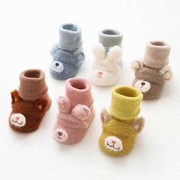 Детские носки осень и зимний терри густые теплые новорожденные детские носки для детей милые 3D мультипликационные борьбы с мальчиками и девочками 0-3 года.