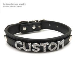 Chokers Gothic Black PU Leather Customized Name Necklace Sexy Letter Necklace Personalized Role Playing Customized Necklace Jewelry Gifts d240514