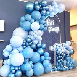 Party Decoration 128Pcs Blue Balloons Garland Arch Kit Birthday Decor Kids Boy Wedding Supplies Baby Shower Latex Ball