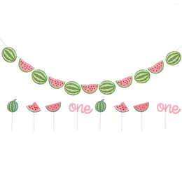 Party Decoration Garland Pull Flags Birthday Accessories Summer Supplies The Watermelon Banner Cake Picks For Baby