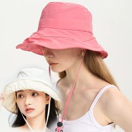 Candy Colored Sun Hat Solid Color Sun Protection Sun Shading Hat Women Summer Protection UV Protection Large Brim Bucket Hat Y2k 240507