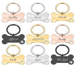 Personalised Pet Dog ID Tag Keychain Engraved Name For Cat Puppy Collar Pendant Keyring Bone Accessories TagID Card3325444
