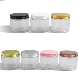 20 x 180ml Empty Clear PET Jars Aluminum Lids 6oz Transparent Plastic Cosmetic Contaier with sealgood Aigtf Fstrd