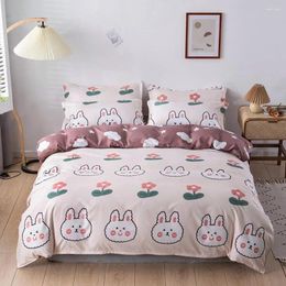 Bedding Sets Home Textile 5 Size Brown Summer Bed Linens 3/4pcs Duvet Cover Set Pastoral Sheet AB Side