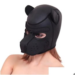 Other Event Party Supplies Exotic Accessories Y Cosplay Fashion Padded Latex Rubber Role Play Dog Mask Puppy Fl Head With Ears Drop De Otaid