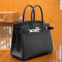 Bag Designer Handmade Wax Platinum Thread Sewing Bk30 Original Epsom Palm Leather Portable Women's Luxury Black JR39