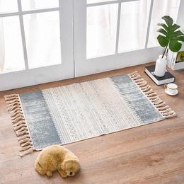 Carpets American Bohemian Area Rug Decorative Cloth Hand Woven Geometric Pattern Floor Mat Carpet With Tassels Home Decor
