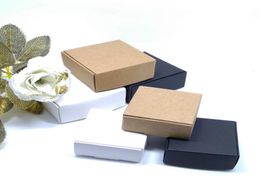 WhiteBlackBrown Kraft Craft Paper Jewellery Pack Boxes Small Gift Box For Biscuits Handmade Soap Wedding Party Candy Packaging Box3483775