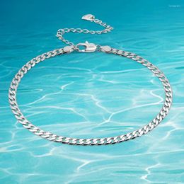 Anklets S925 Sterling Silver Anklet Sparkling Foot Chain For Women Ladies Minimalist Classic Style Daily 3-4MM