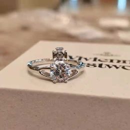 Brand Westwoods Classic Saturn Single Diamond Ring Simple and Elegant Four Claw Zircon Small Sweet Potato Hot Style Nail