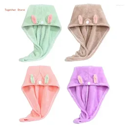 Towel Women Girl Hair Ears Turbans For Wet Drying Wrap Super Absorbent Quick Dry Bath Hat Cap 6XDD