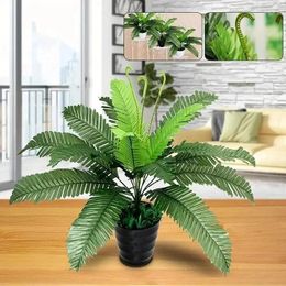 Decorative Flowers 1pc Artificial Plant 18 Head Of Lron Leaves Simulated Silk Cloth GreenPlanting Iron Tree Loose Tail Palm Leaf W