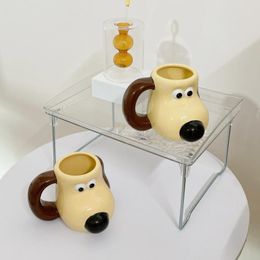 Mugs Hand Drawn Palm Dog Ceramic Mug Breakfast Milk Granola Cup Cute Cartoon Coffee Large Capacity Water