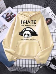 Men's Hoodies Sweatshirts Lazy Panda I Hate Morning People Prints Hoody Woman Casual Hoodies Plus Size Sweatshirt Harajuku Girl Autumn Warm Sudaderas Tops T240510
