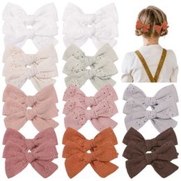 Hair Accessories 2Pcs/Set Solid Cotton Hair Bows For Cute Baby Girls Hair Clips Handmade Hairpin Boutique Barrette Headwear Kids Hair Accessories