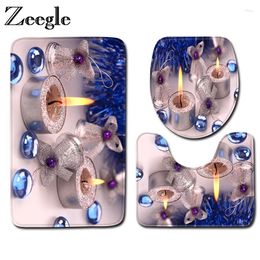 Bath Mats Zeegle Chirstmas Mat For Bathroom Shower Room Carpet Washable Set Toilet Lid Cover Rug Non-slip