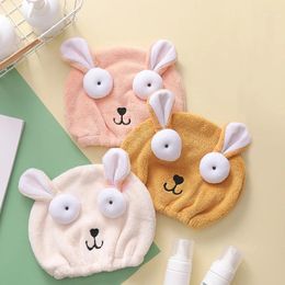 Towel Cute Cartoon Coral Fleece Dry Hair Shower Cap Absorbent Quick-Drying For Adult Children