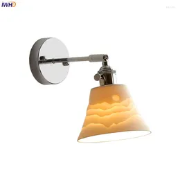 Wall Lamps IWHD Iron Metal Silver LED Light Sconce Switch On The Socket Bedroom Bathroom Mirror Stair Ceramic Wandlamp Lampara Pared