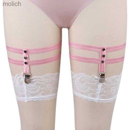 Garters Sexy Harajuku Lolita Pastel Pink Body Sling Solid Rivet Wedding Leg Sling High Sling Stock WX