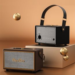 Retro leather Bluetooth speaker with heavy bass and light luxury, home decor, classical gift, Marshall style speaker