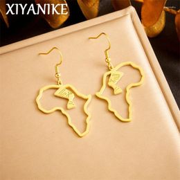 Dangle Earrings XIYANIKE 316L Stainless Steel Gold Colour Map Character Model Drop For Women Men Fashion Birthday Party Jewellery Gifts