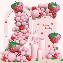 Party Decoration Strawberry Theme Balloon Arch Kit Birthday Decorations Kids Girl Wedding Supplies Baby Shower Latex Balloons