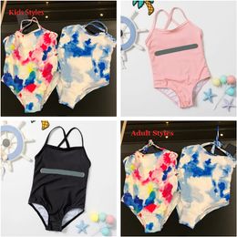 Summer Girls One-Pieces Bikini Swimsuit Letters Printed Kids Toddlers Bathing Suits Baby Girl Beach Swimwear Children Swimming Wear