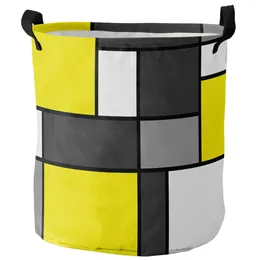 Laundry Bags Geometric Figures Yellow Abstract Foldable Basket Large Capacity Waterproof Storage Organizer Kid Toy Bag