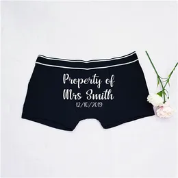 Party Favour Personalised Groom Boxers Wedding With Date Valentine's Day Gift For From Bride Property Of Mrs Shorts