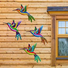 Decorative Figurines 26cm 3D Wrought Iron Hummingbird For Outdoor Garden Bedroom Office Wall Hanging Home Decor Room Art Crafts Ornament