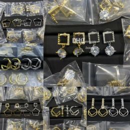 Designer Hoop Earrings Luxury Diamond Pendant Earings Stud Dangles Gold Silver Earing Jewellery Women Star Shaped Crystal Earring Eardrops With Box