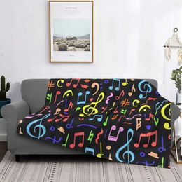 Blankets 3 Print Note Pattern Blanket Flannel Spring Autumn Colourful Multifunctional Super Soft Sofa Bedroom Bedspread