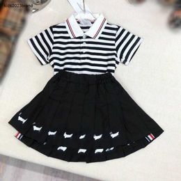 New baby tracksuits Summer girls dress kids designer clothes Size 100-160 CM Striped design POLO shirt and short skirt 24May