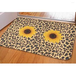 Carpets Flannel Doormat Entrance Door Fashion Sunflower Tiger Stripe Leopard Floor Mats For Home Absorb Water Non-slip Living Room Rugs