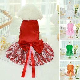 Dog Apparel Summer Princess Pet Dress For Small Dogs Clothes Puppies Cat Tutu Wedding Party Skirts Big Bow Vest Chihuahua