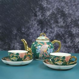 Teaware Sets Wedding Gift Tea Beautiful Peacock Pattern Teapot Mug Pot Cup One Set Christmas Fast Post Dro