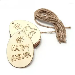 Decorative Figurines 10pcs Easter Decor Wooden Eggs Wood Hanging Pendant Party Supplies Craft DIY Ornament Tag For Happy