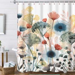 Shower Curtains Retro Flower Floral Butterfly Curtain For Bathroom With Hooks Polyester Waterproof Bath Decor