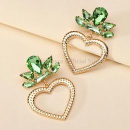 Dangle Earrings Heart Metal Punk Big For Women Boho Trendy Luxury Crystal Charm Fairy Unique Wedding Party Pendant Jewellery Gift