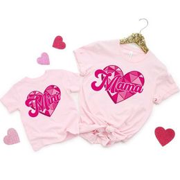 Family Matching Outfits Mini Mama Print Valentines Day Family Matching Outfits Childrens Shirts Womens Tshirts Family Clothing Valentine Party OutfitsGifts T240